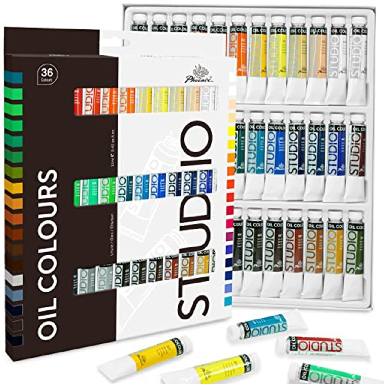 PHOENIX Oil Paint Set, 36x12ml/0.4 Fl Oz Tubes, Non-toxic Oil Based Paints  for Canvas Craft Painting, Great Value Art Supplies for Artists, Adults,  Kids & Beginners